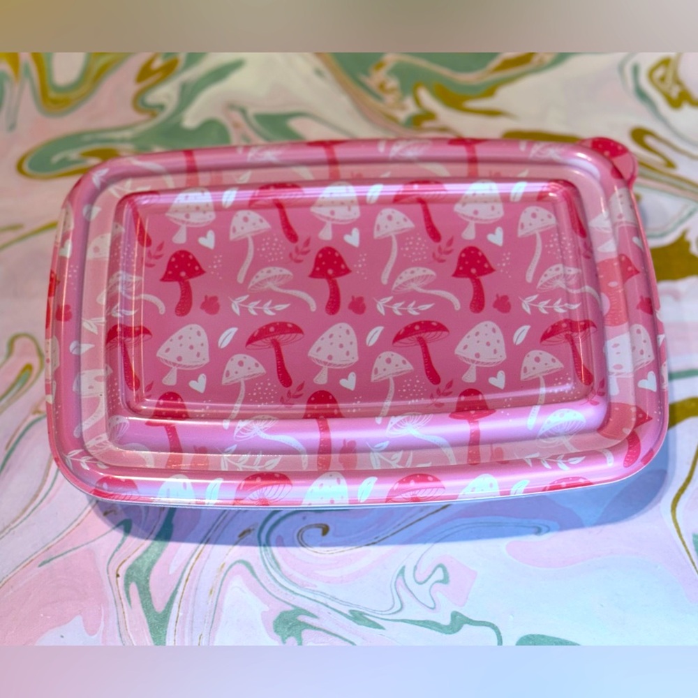 Cute pink mushroom tubberware storage